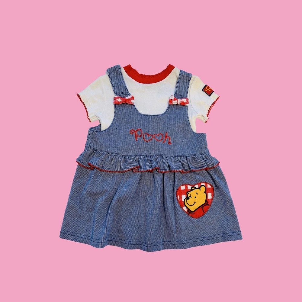 Vintage Rare Y2K Embroidered‎ Winnie the Pooh Baby 24M Dress Set
